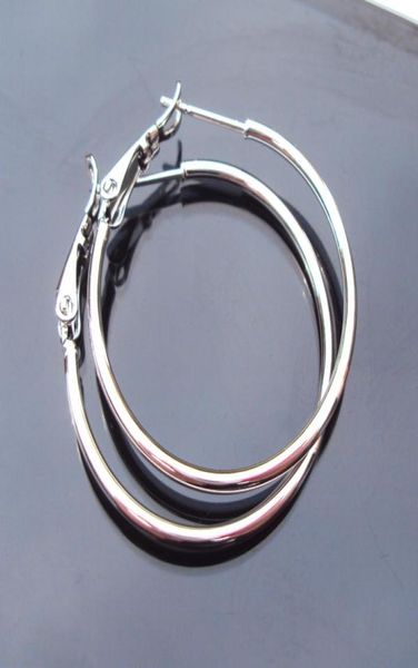 whole 18k white gold earrings 30mm unique large hoop earrings pure lowd 7051100, Golden;silver
